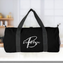 Klassiek zwart wit grijs script monogram  plunjezak