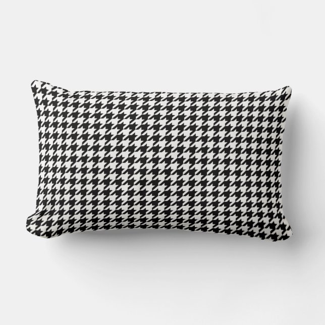 Klassiek zwart-wit houndstooth kussen (Voorkant)