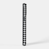 Klassiek zwart-wit houndstooth met monogram iPhone 15 case (Rechterkant)