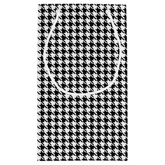 Klassiek  zwart-wit Houndstooth Pattern Klein Cadeauzakje (Achterkant)