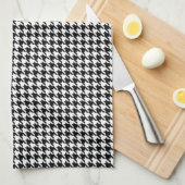 Klassiek zwart-wit houndstooth theedoek (Quarter Fold)