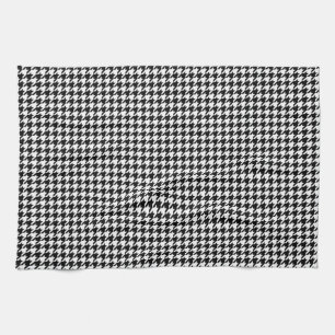 Klassiek zwart-wit houndstooth theedoek