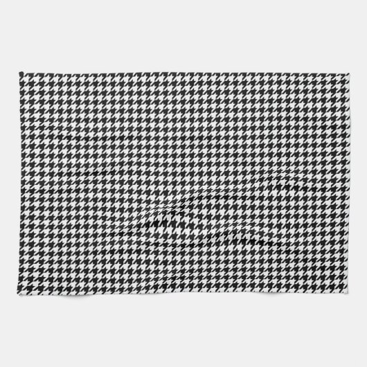 Klassiek zwart-wit houndstooth theedoek (Horizontaal)