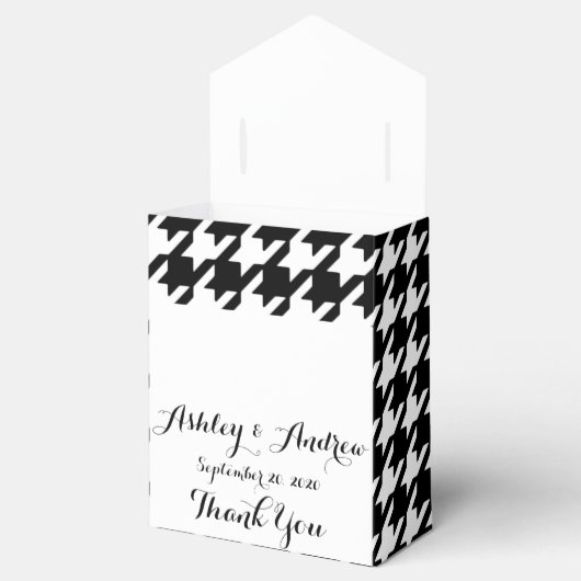 Klassiek zwart-wit-houndstoothatroon bedankdoosjes (Geopend)