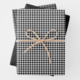 Klassiek zwart-wit-houndstoothatroon inpakpapier vel