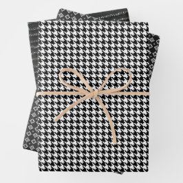 Klassiek zwart-wit-houndstoothatroon inpakpapier vel