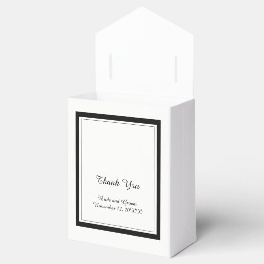 Klassiek zwart-wit huwelijk bedankdoosjes (Geopend)