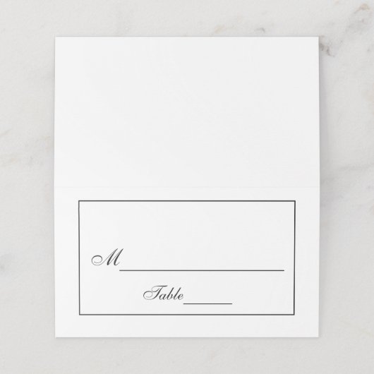 Klassiek zwart-wit huwelijk plaatskaartje (Buitenkant ongevouwen)