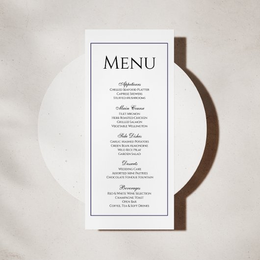 Klassiek zwart-wit huwelijksdiner Menu