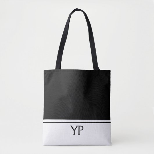 Klassiek zwart-wit Initialen monogram Tote Bag (Voorkant)