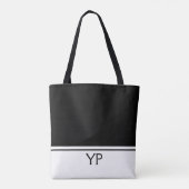 Klassiek zwart-wit Initialen monogram Tote Bag (Achterkant)