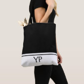 Klassiek zwart-wit Initialen monogram Tote Bag (Dichtbij)