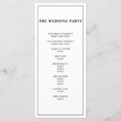 Klassiek zwart wit kalligrafie bruiloft programma programmakaart (Achterkant)