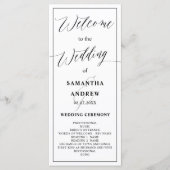 Klassiek zwart wit kalligrafie bruiloft programma programmakaart (Voorkant)