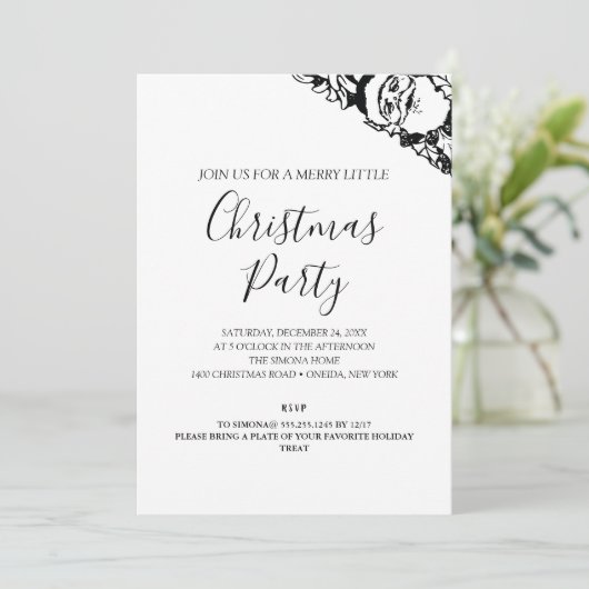 Klassiek zwart-wit kerstfeest kaart (Staand voorkant)