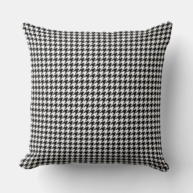 Klassiek zwart-wit kleine houndstooth kussen (Voorkant)