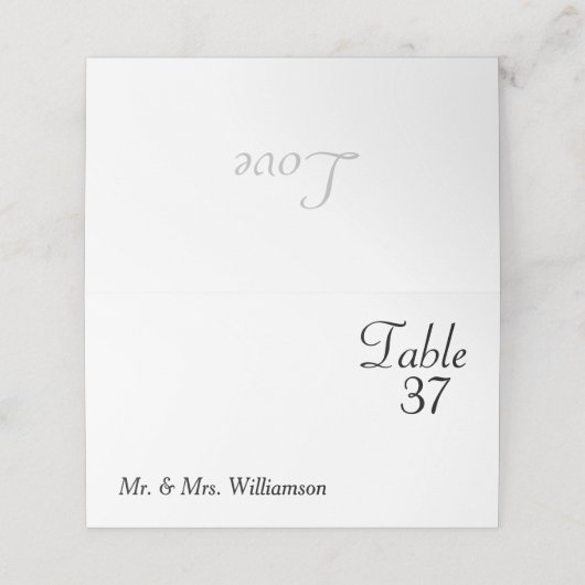 Klassiek zwart wit liefde bruiloft plaatskaartje (Buitenkant ongevouwen)