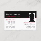 Klassiek zwart-wit met fotoprofessional visitekaartje (Achterkant)