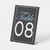 Klassiek zwart & wit met lichtblauwe trimtafel # reclamebord met voetstuk (Voorkant)