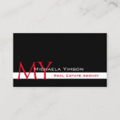 Klassiek zwart wit met monogram en foto modern visitekaartje (Voorkant)