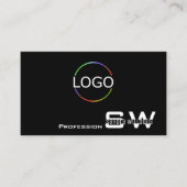 Klassiek zwart wit met monogram Logo en foto Visitekaartje (Voorkant)