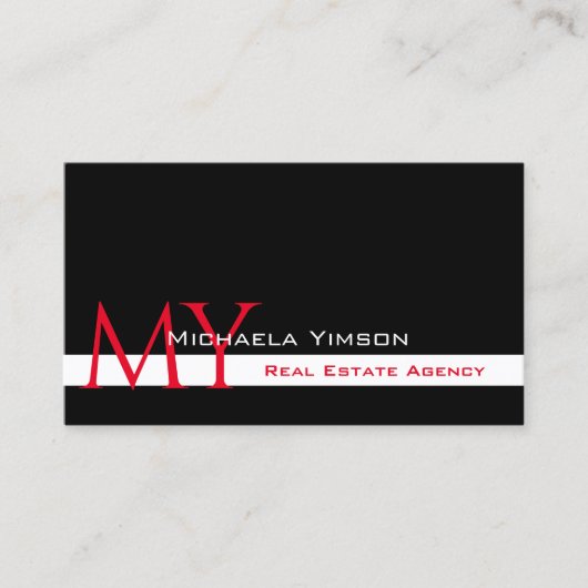 Klassiek zwart-wit met Monogram Professional Visitekaartje (Voorkant)