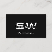 Klassiek zwart-wit modern met monogram en foto visitekaartje (Voorkant)