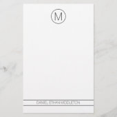 Klassiek zwart-wit modern monogram briefpapier (Voorkant)