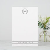 Klassiek zwart-wit modern monogram briefpapier (Staand voorkant)