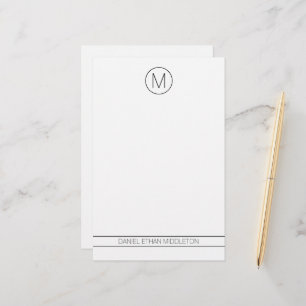 Klassiek zwart-wit modern monogram briefpapier