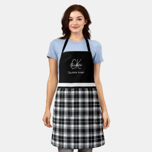 Klassiek zwart-wit monogram afgespeeld schort