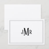 Klassiek zwart-wit monogram bedankkaart (Voorkant / Achterkant)