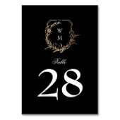 Klassiek zwart wit monogram bruiloft gouden kuif kaart (Achterkant)