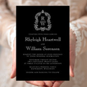 Klassiek zwart-wit Monogram Crest Script Kaart