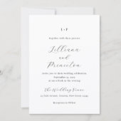 Klassiek zwart-wit monogram elegante trouw kaart (Voorkant)