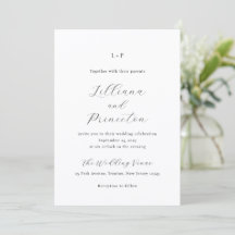 Klassiek zwart-wit monogram elegante trouw