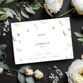 Klassiek zwart wit monogram gouden kuif bruiloft RSVP kaartje