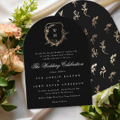 klassiek zwart wit monogram gouden rand boog kaart