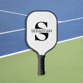 Klassiek zwart-wit monogram Initiaal Naam Pickleball Paddle