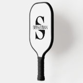 Klassiek zwart-wit monogram Initiaal Naam Pickleball Paddle (Links)