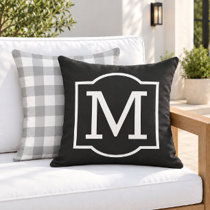Klassiek zwart-wit monogram met haakje buitenkussen
