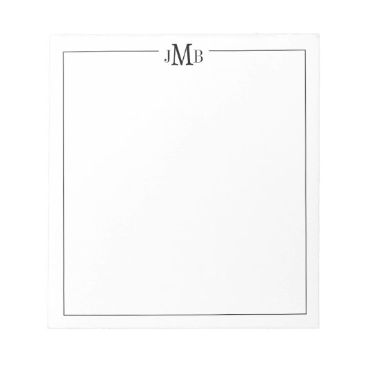 Klassiek, zwart-wit monogram  notitieblok (Voorkant)