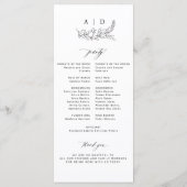 Klassiek zwart-wit monogram trouwprogramma programmakaart (Achterkant)