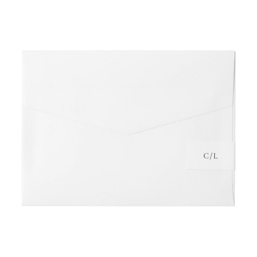 Klassiek zwart-wit monogram wikkellabel adreslabel wikkel (Achterkant)