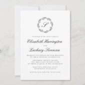 Klassiek zwart-wit monogram Wreatscript Kaart (Voorkant)