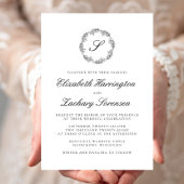 Klassiek zwart-wit monogram Wreatscript Kaart