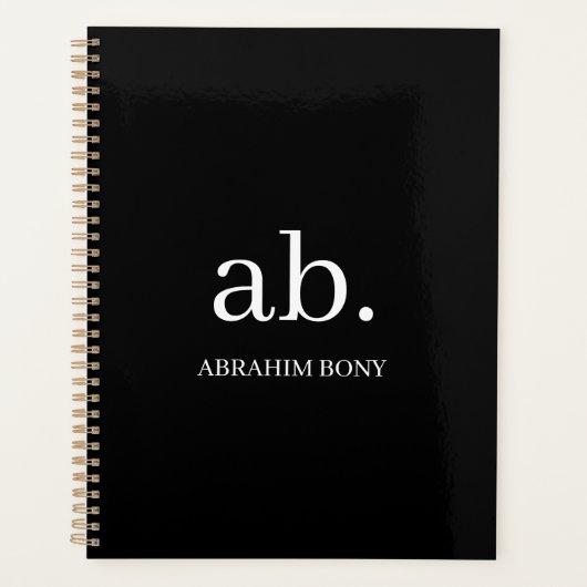 Klassiek zwart-wit monogramontwerp planner (Voorkant)