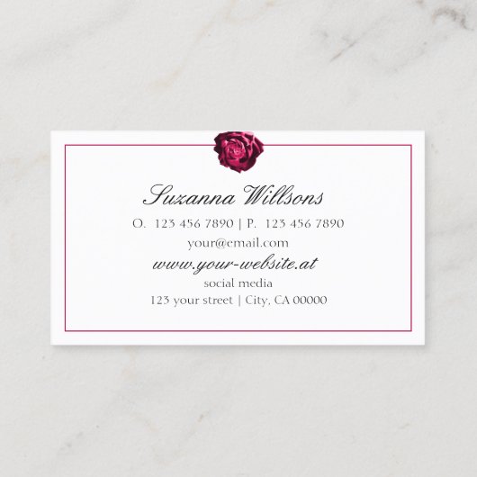 Klassiek Zwart-wit Mooie Rode Roos Eenvoudig Visitekaartje (Achterkant)