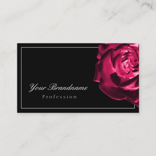 Klassiek Zwart-wit Mooie Rode Roos Eenvoudig Visitekaartje (Voorkant)