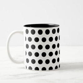 Klassiek zwart-wit polkadotpatroon kunst tweekleurige koffiemok